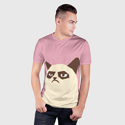 Футболка спортивная мужская Grumpy cat pink, цвет: 3D-принт — фото 2