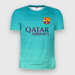 Футболка спортивная мужская Barcelona FC: Aqua, цвет: 3D-принт