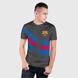 Футболка спортивная мужская Barcelona FC: Dark style, цвет: 3D-принт — фото 2