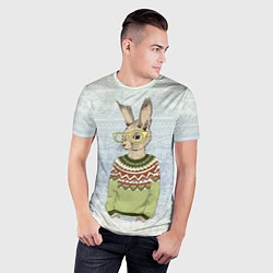 Футболка спортивная мужская Кролик хипстер, цвет: 3D-принт — фото 2
