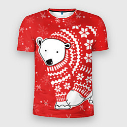 Футболка спортивная мужская Новогодний медведь, цвет: 3D-принт