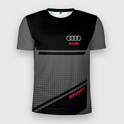Футболка спортивная мужская Audi: Crey & Black, цвет: 3D-принт