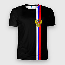 Футболка спортивная мужская Лента с гербом России, цвет: 3D-принт