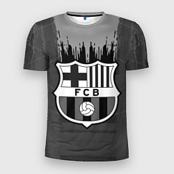 Футболка спортивная мужская FC Barcelona: Grey Abstract, цвет: 3D-принт