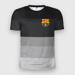 Футболка спортивная мужская ФК Барселона: Серый стиль, цвет: 3D-принт