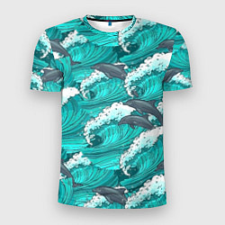 Мужская спорт-футболка Лазурные дельфины