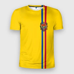 Футболка спортивная мужская Молдавия: лента с гербом, цвет: 3D-принт