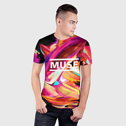 Футболка спортивная мужская MUSE: Neon Colours, цвет: 3D-принт — фото 2