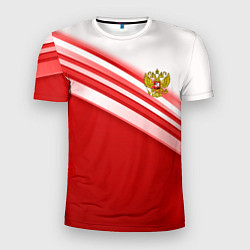 Мужская спорт-футболка Россия: красная волна