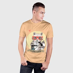 Футболка спортивная мужская Raccoon Love Coffee, цвет: 3D-принт — фото 2