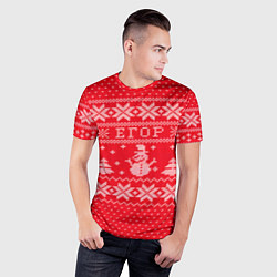 Футболка спортивная мужская Новогодний Егор ugly sweater со снеговиками, цвет: 3D-принт — фото 2