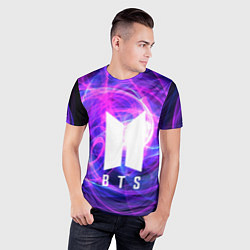 Футболка спортивная мужская BTS: Violet Neon, цвет: 3D-принт — фото 2