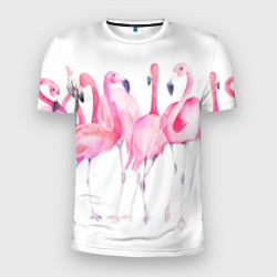 Футболка спортивная мужская Фламинго розовый на белом, цвет: 3D-принт