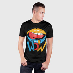 Футболка спортивная мужская Wow - lips with tongue, цвет: 3D-принт — фото 2