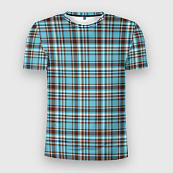 Мужская спорт-футболка Клетчатый голубой стиль рубашки