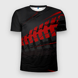 Мужская спорт-футболка Красный след на черном