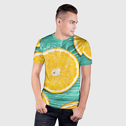 Футболка спортивная мужская Апельсины, цвет: 3D-принт — фото 2