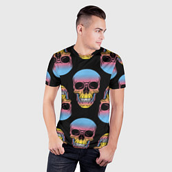 Футболка спортивная мужская Neon skull!, цвет: 3D-принт — фото 2
