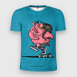 Футболка спортивная мужская Свинья на скейте, цвет: 3D-принт