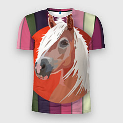 Футболка спортивная мужская Лошадь с фоном, цвет: 3D-принт
