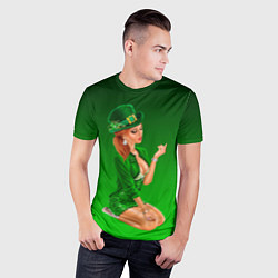 Футболка спортивная мужская Девушка лепрекон в зеленом, цвет: 3D-принт — фото 2