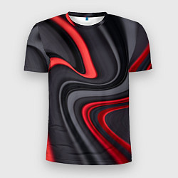 Футболка спортивная мужская Черные и красные линии, цвет: 3D-принт