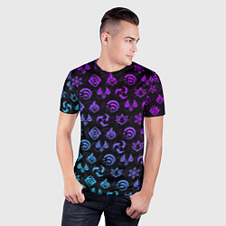 Футболка спортивная мужская GENSHIN IMPACT NEON, цвет: 3D-принт — фото 2