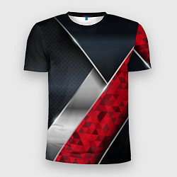 Мужская спорт-футболка 3D BLACK AND RED METAL