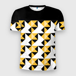 Футболка спортивная мужская Черно-желтый геометрический, цвет: 3D-принт