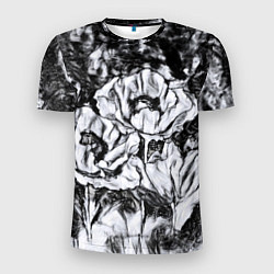 Футболка спортивная мужская Черно-белый узор Маки, цвет: 3D-принт