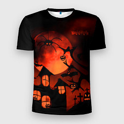 Мужская спорт-футболка Красная луна на Хэллоуин