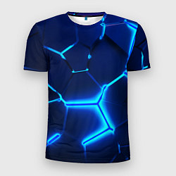 Мужская спорт-футболка 3D ПЛИТЫ NEON STEEL НЕОНОВЫЕ ПЛИТЫ