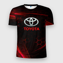 Футболка спортивная мужская Toyota Неоновые соты, цвет: 3D-принт