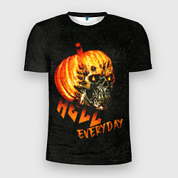 Футболка спортивная мужская Helloween череп тыква scull pumkin, цвет: 3D-принт