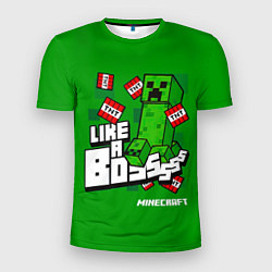 Футболка спортивная мужская LIKE A BOSS Minecraft Creepe, цвет: 3D-принт