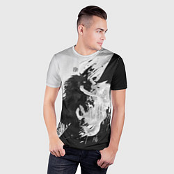Футболка спортивная мужская ИНЬ ЯНЬ ВОЛКИ ЧЁРНО БЕЛЫЙ, цвет: 3D-принт — фото 2