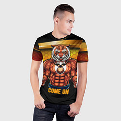 Футболка спортивная мужская Накаченный тигр, цвет: 3D-принт — фото 2