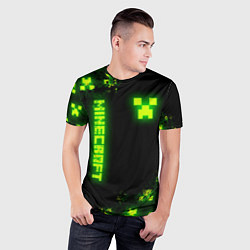 Футболка спортивная мужская MINECRAFT NEON LOGO CREEPER, цвет: 3D-принт — фото 2