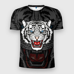 Футболка спортивная мужская ЧЁРНЫЙ ТИГР BLACK TIGER УЗОР, цвет: 3D-принт