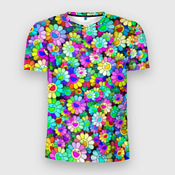 Мужская спорт-футболка Rainbow flowers