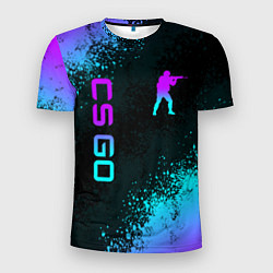 Футболка спортивная мужская CS GO NEON SYMBOL STYLE SKIN КС ГО НЕОН, цвет: 3D-принт