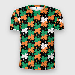 Мужская спорт-футболка Клевер в цветах Ирландского флага паттерн