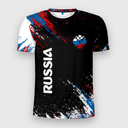 Футболка спортивная мужская Russia Штрихи в цвет Флага, цвет: 3D-принт