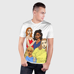 Футболка спортивная мужская Четыре девушки разных национальностей с витилиго, цвет: 3D-принт — фото 2