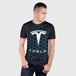 Футболка спортивная мужская Tesla Соты, цвет: 3D-принт — фото 2