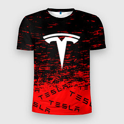 Футболка спортивная мужская Tesla sport red, цвет: 3D-принт