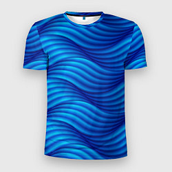 Футболка спортивная мужская Синие абстрактные волны, цвет: 3D-принт