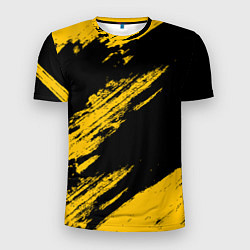 Футболка спортивная мужская BLACK AND YELLOW GRUNGE ГРАНЖ, цвет: 3D-принт