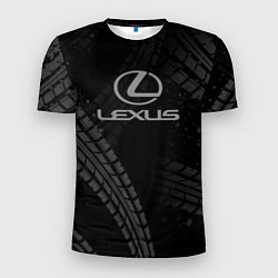 Футболка спортивная мужская Lexus следы шин, цвет: 3D-принт