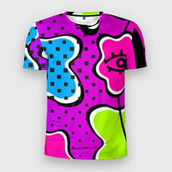Мужская спорт-футболка Яркий абстрактный узор в стиле 90х, неоновые цвета